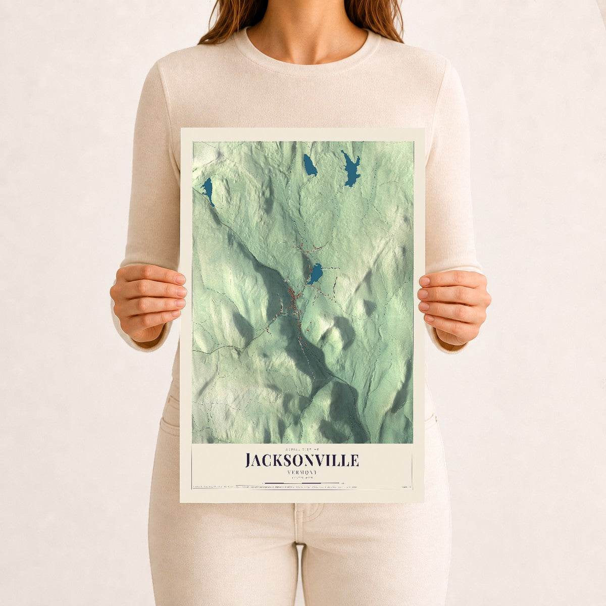 Jacksonville, Vermont map print - 12 x 18 archival matte print