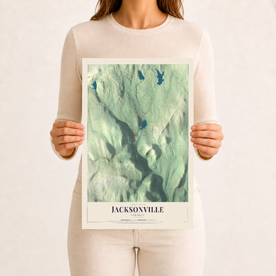 Jacksonville, Vermont map print - 12 x 18 archival matte print
