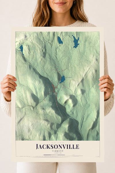 Jacksonville, Vermont map print - 18 x 24 archival matte print
