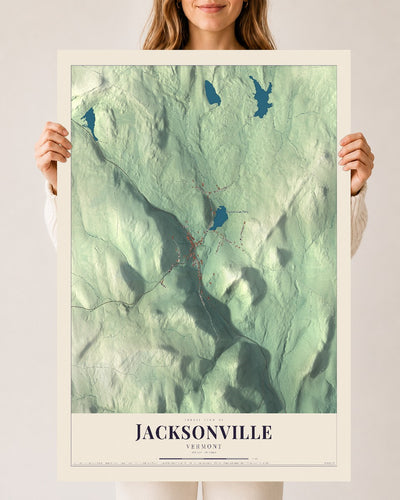 Jacksonville, Vermont map print - 24 x 36 archival matte print
