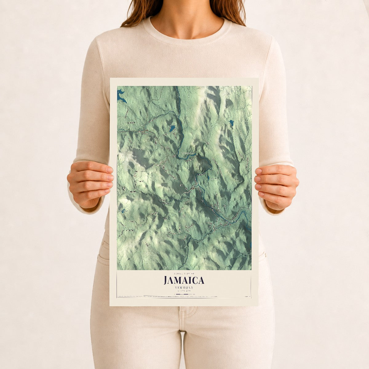 Jamaica, Vermont map print - 12 x 18 archival matte print