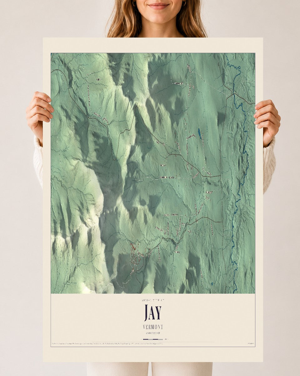 Jay, Vermont map print - 24 x 36 archival matte print