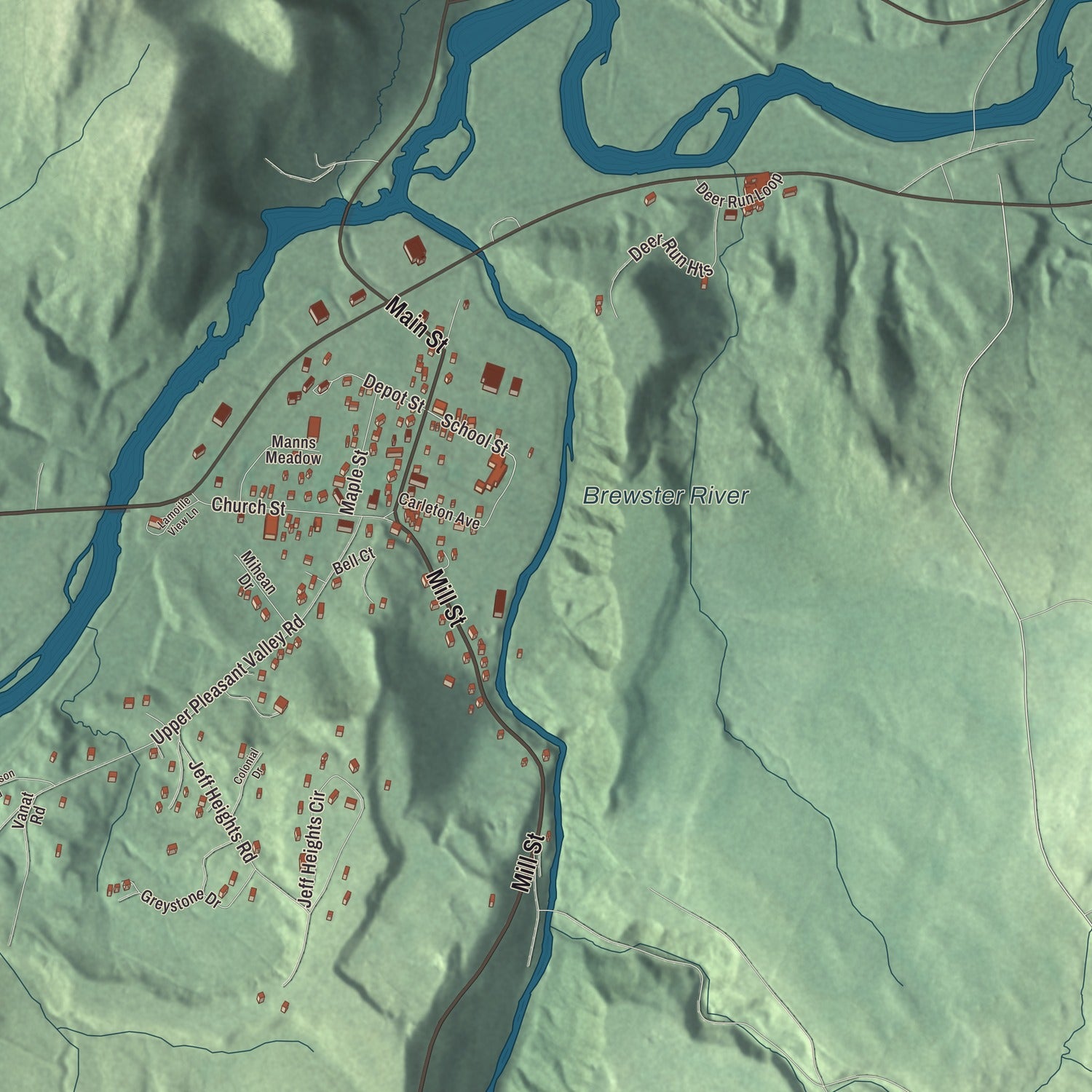Street and neighborhood detail from the Jeffersonville, Vermont map