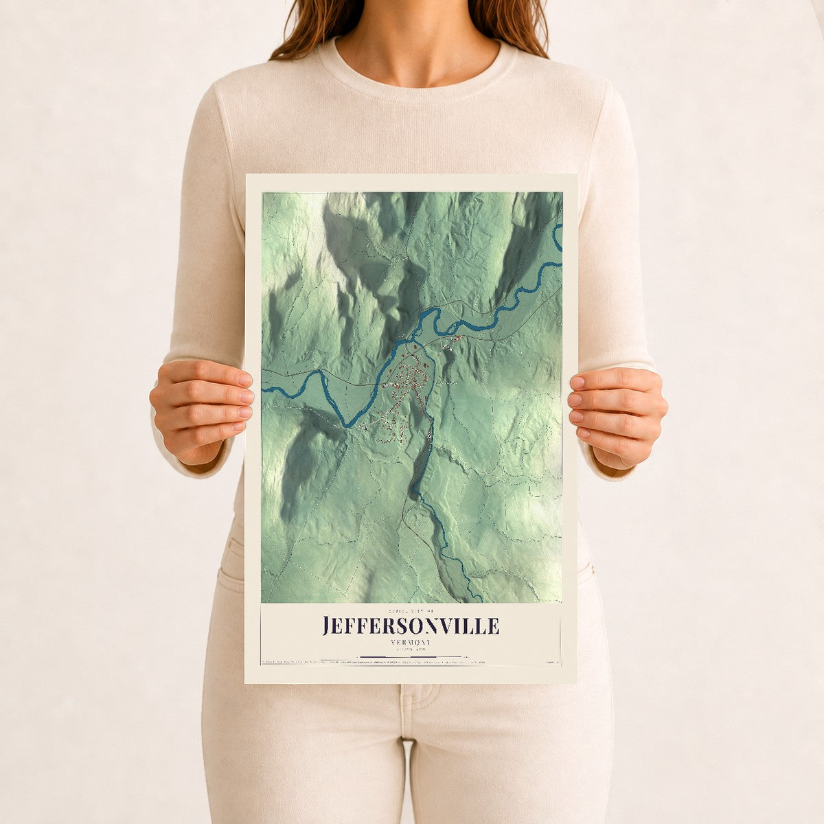 Jeffersonville, Vermont map print - 12 x 18 archival matte print
