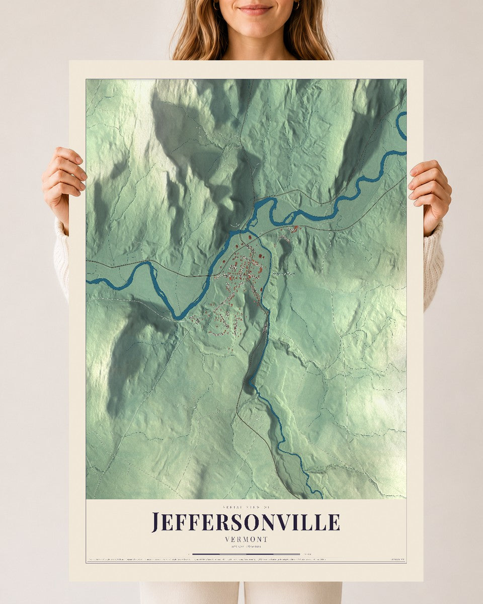 Jeffersonville, Vermont map print - 24 x 36 archival matte print