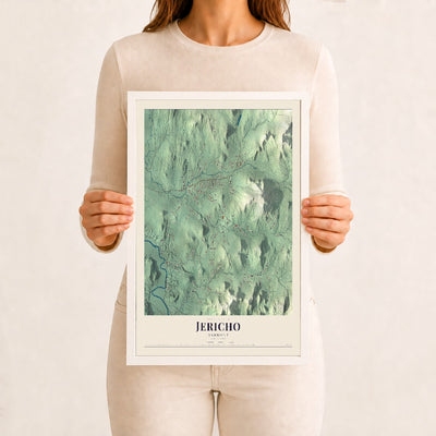 Jericho, Vermont map print - 12 x 18 white Ayous wood frame