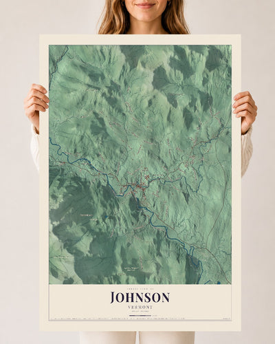 Johnson, Vermont map print - 24 x 36 archival matte print