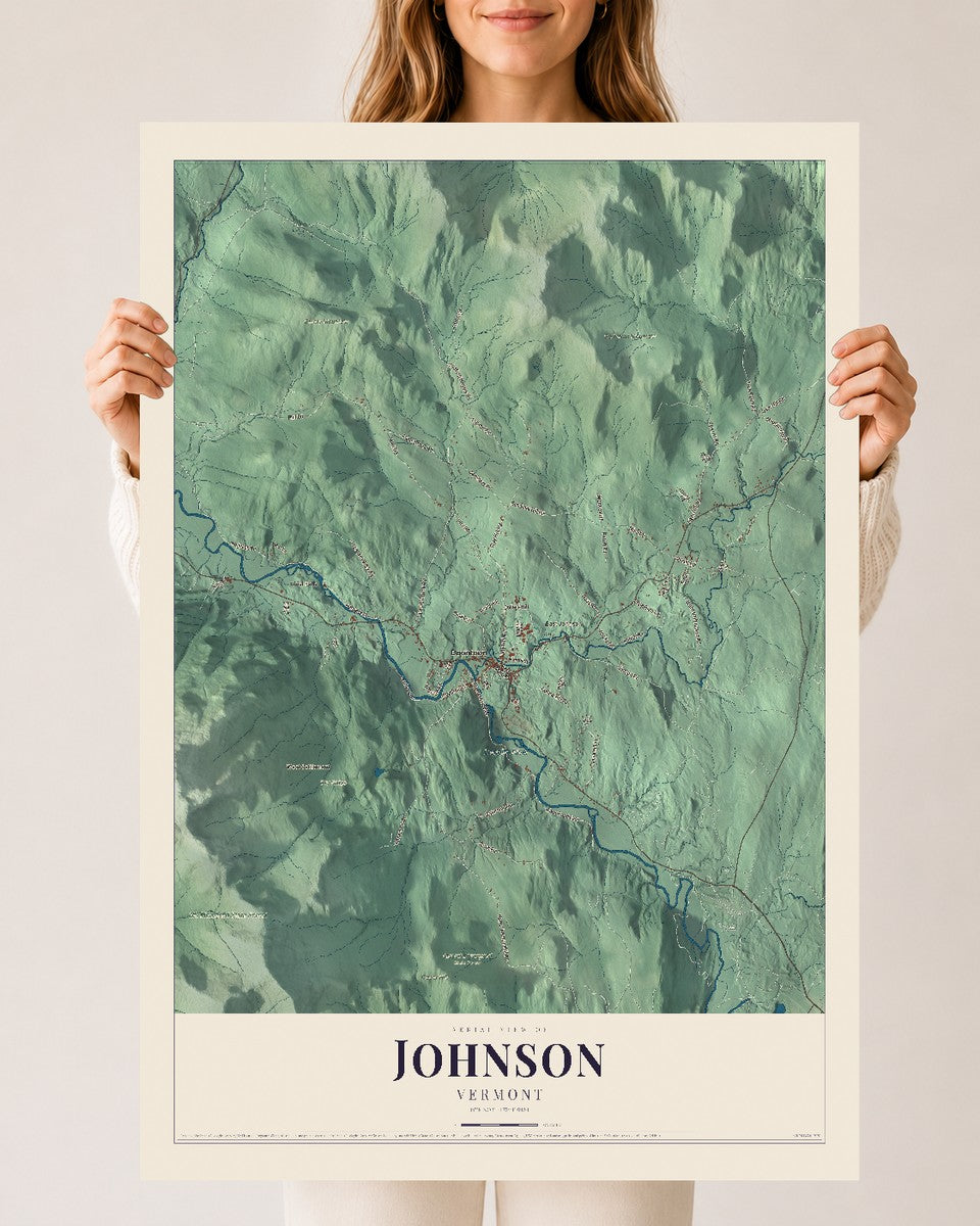 Johnson, Vermont map print - 24 x 36 archival matte print