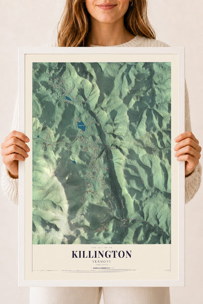 Killington, Vermont map print - 18 x 24 white Ayous wood frame