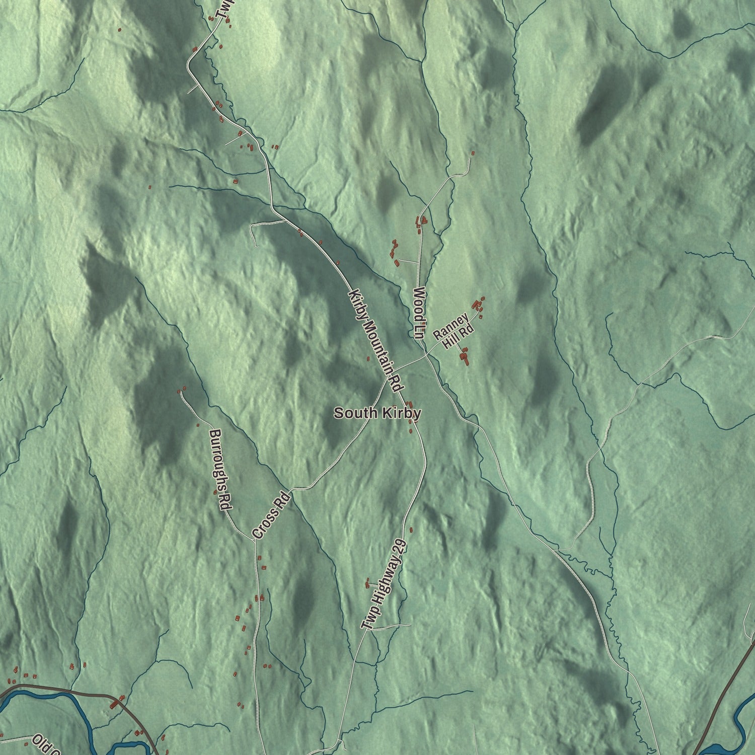 Street and neighborhood detail from the Kirby, Vermont map