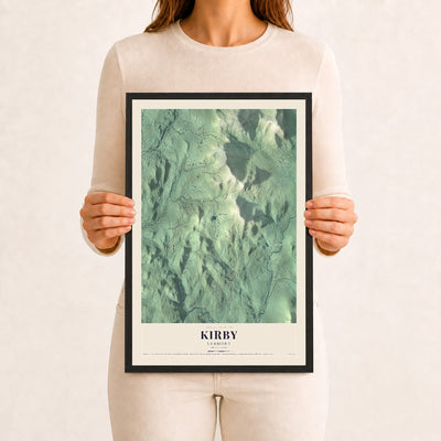 Kirby, Vermont map print - 12 x 18 black Ayous wood frame
