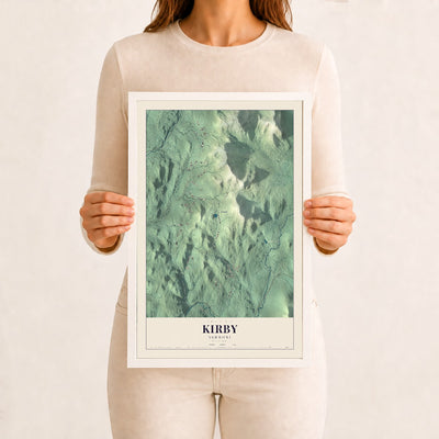 Kirby, Vermont map print - 12 x 18 white Ayous wood frame