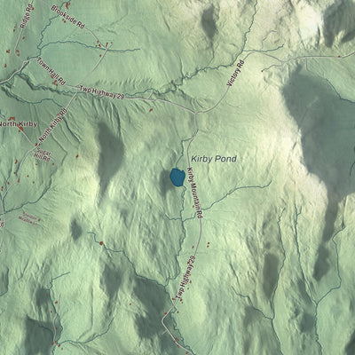 Terrain and local geography detail from the Kirby, Vermont map