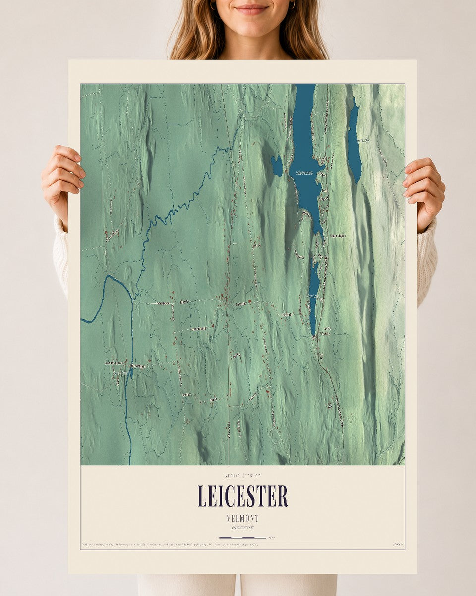 Leicester, Vermont map print - 24 x 36 archival matte print
