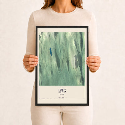 Lewis, Vermont map print - 12 x 18 black Ayous wood frame