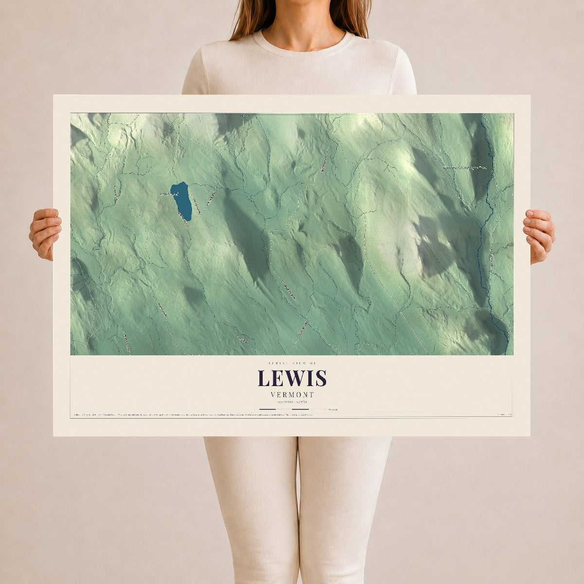 Map of Lewis, Vermont, 24 x 36 inch unframed archival matte print