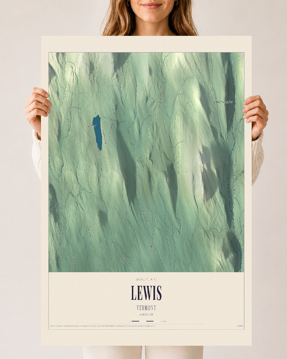 Lewis, Vermont map print - 24 x 36 archival matte print