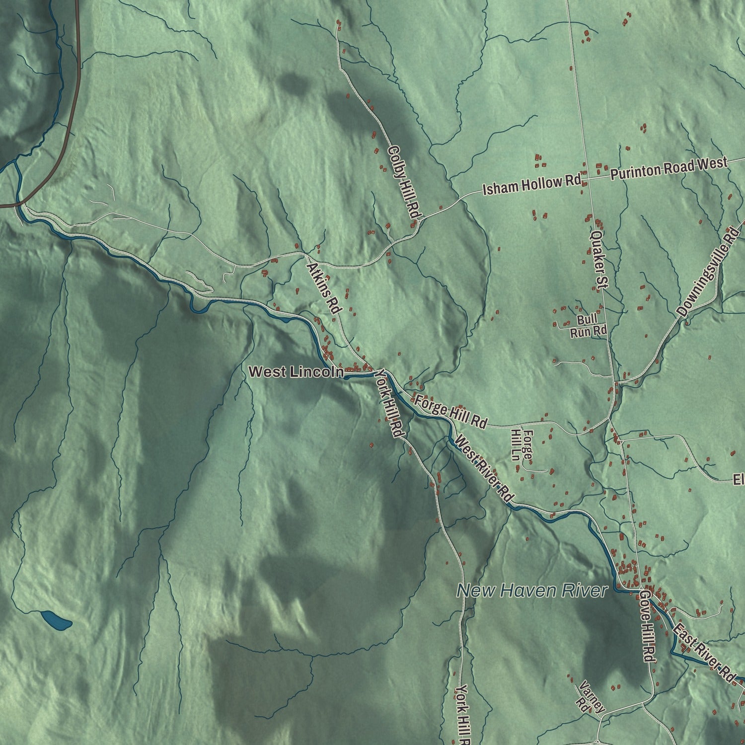 Street and neighborhood detail from the Lincoln, Vermont map