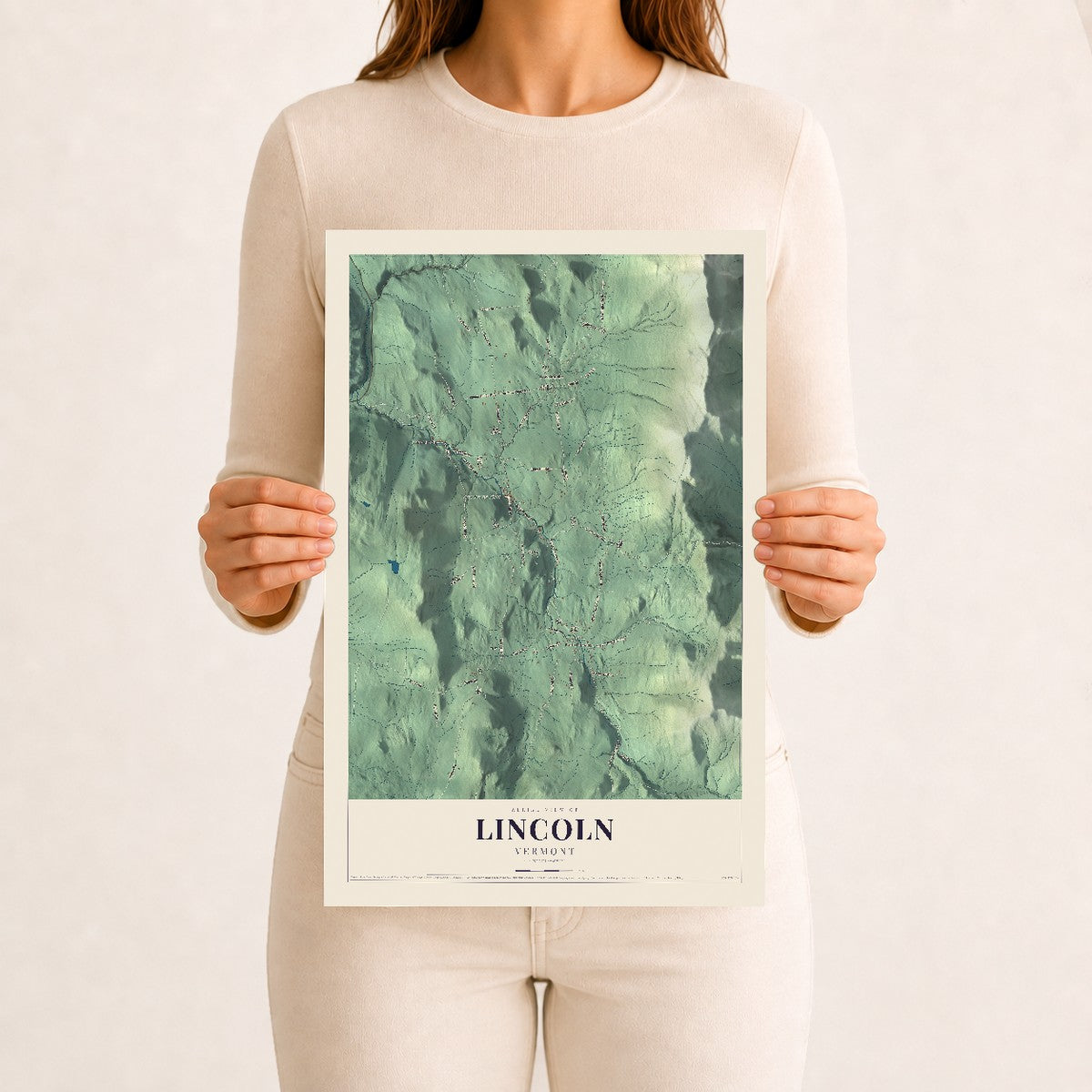 Lincoln, Vermont map print - 12 x 18 archival matte print