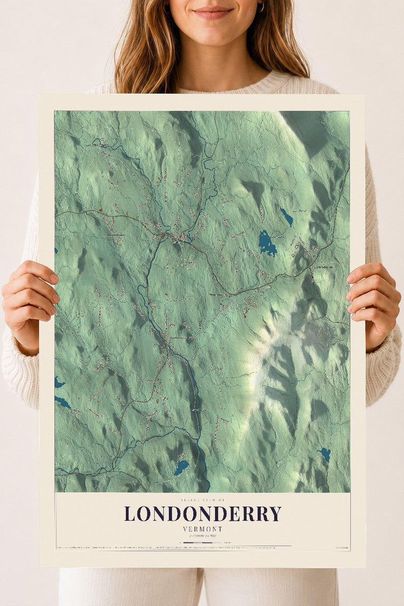 Londonderry, Vermont map print - 18 x 24 archival matte print