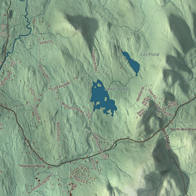 Terrain and local geography detail from the Londonderry, Vermont map