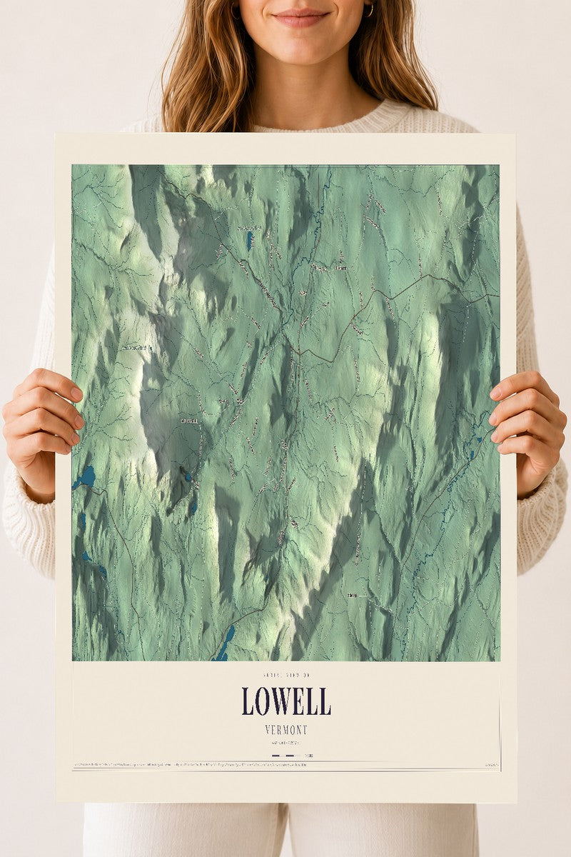 Lowell, Vermont map print - 18 x 24 archival matte print