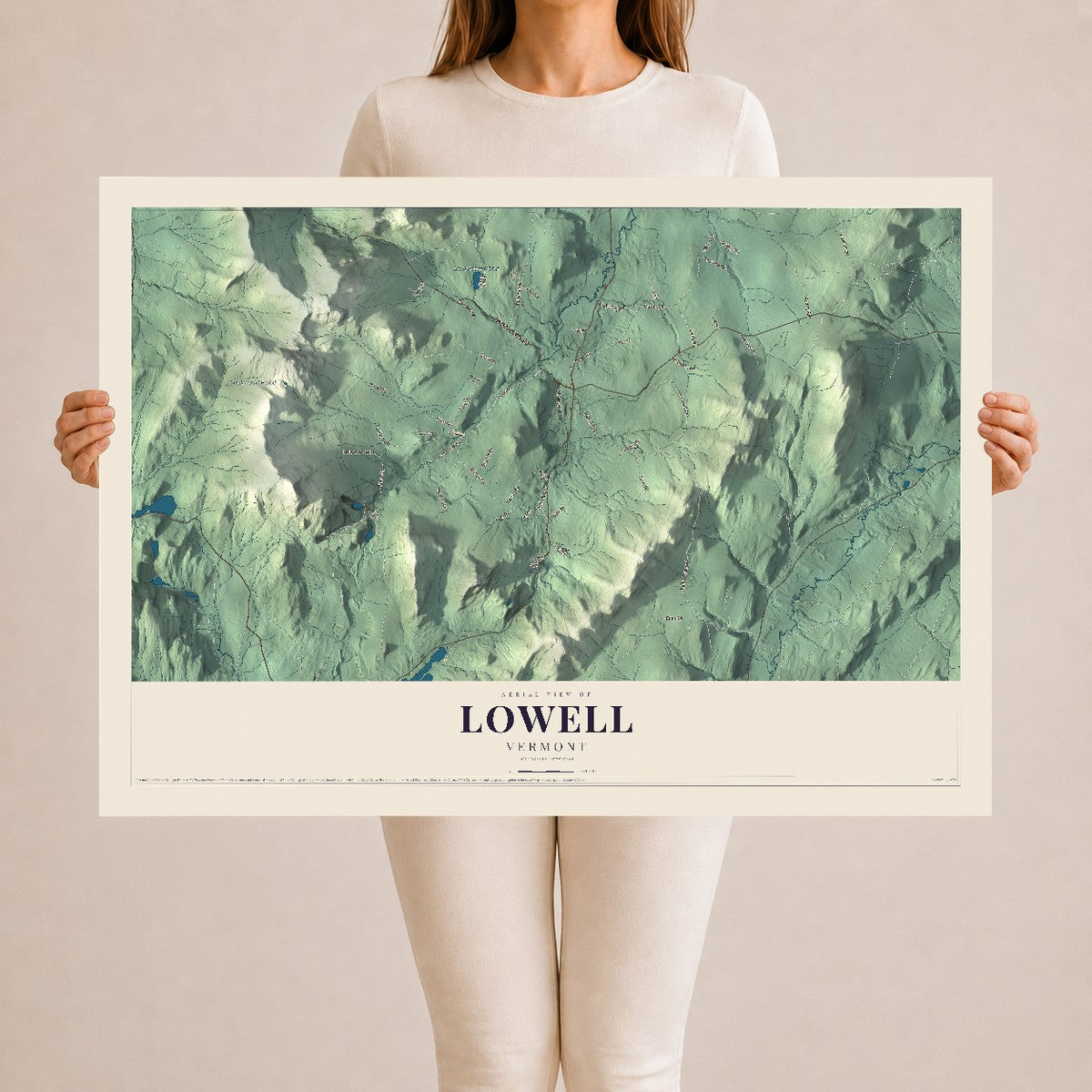 Map of Lowell, Vermont, 24 x 36 inch unframed archival matte print