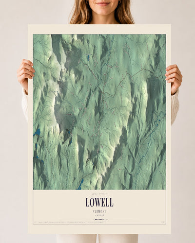Lowell, Vermont map print - 24 x 36 archival matte print