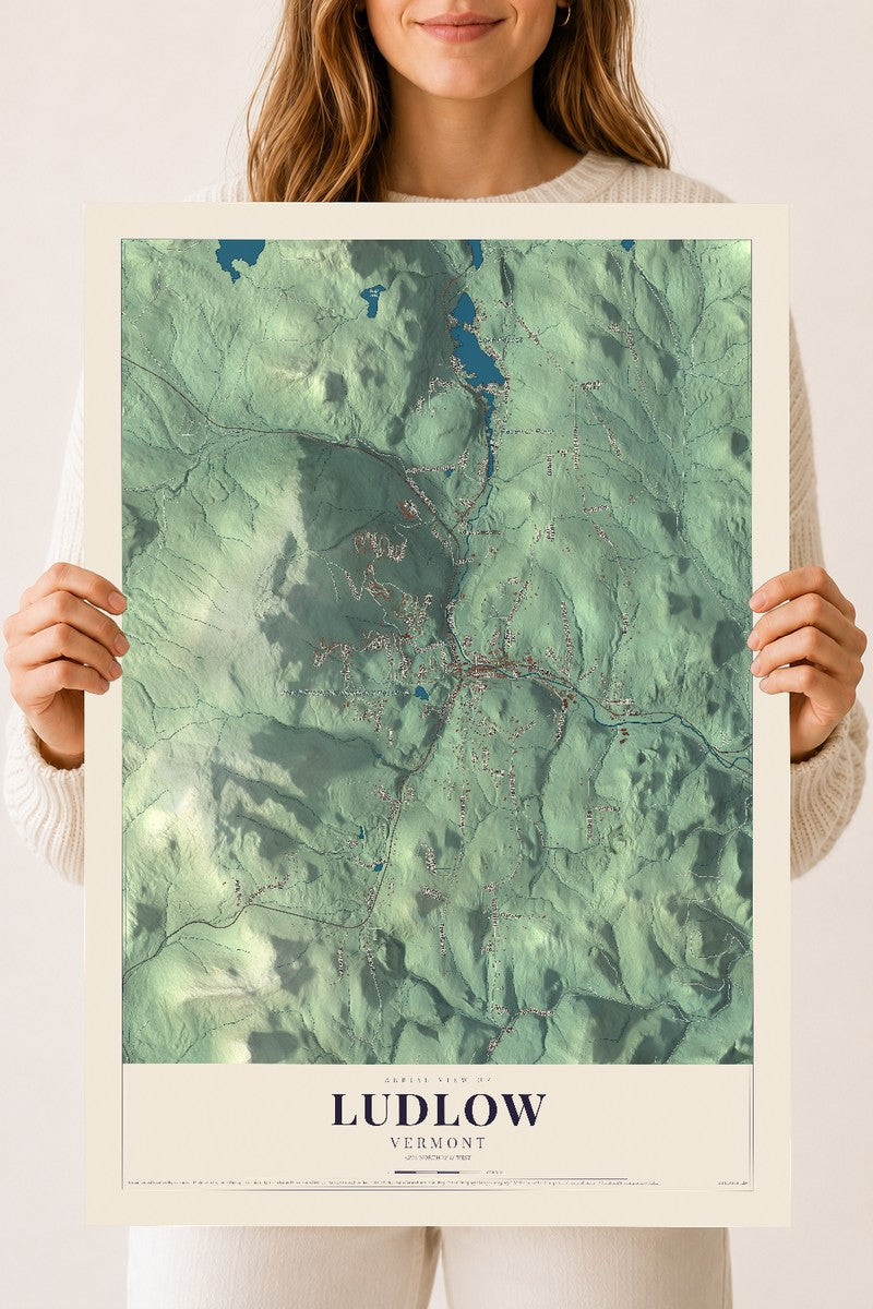 Ludlow, Vermont map print - 18 x 24 archival matte print