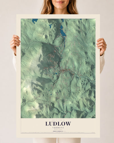 Ludlow, Vermont map print - 24 x 36 archival matte print