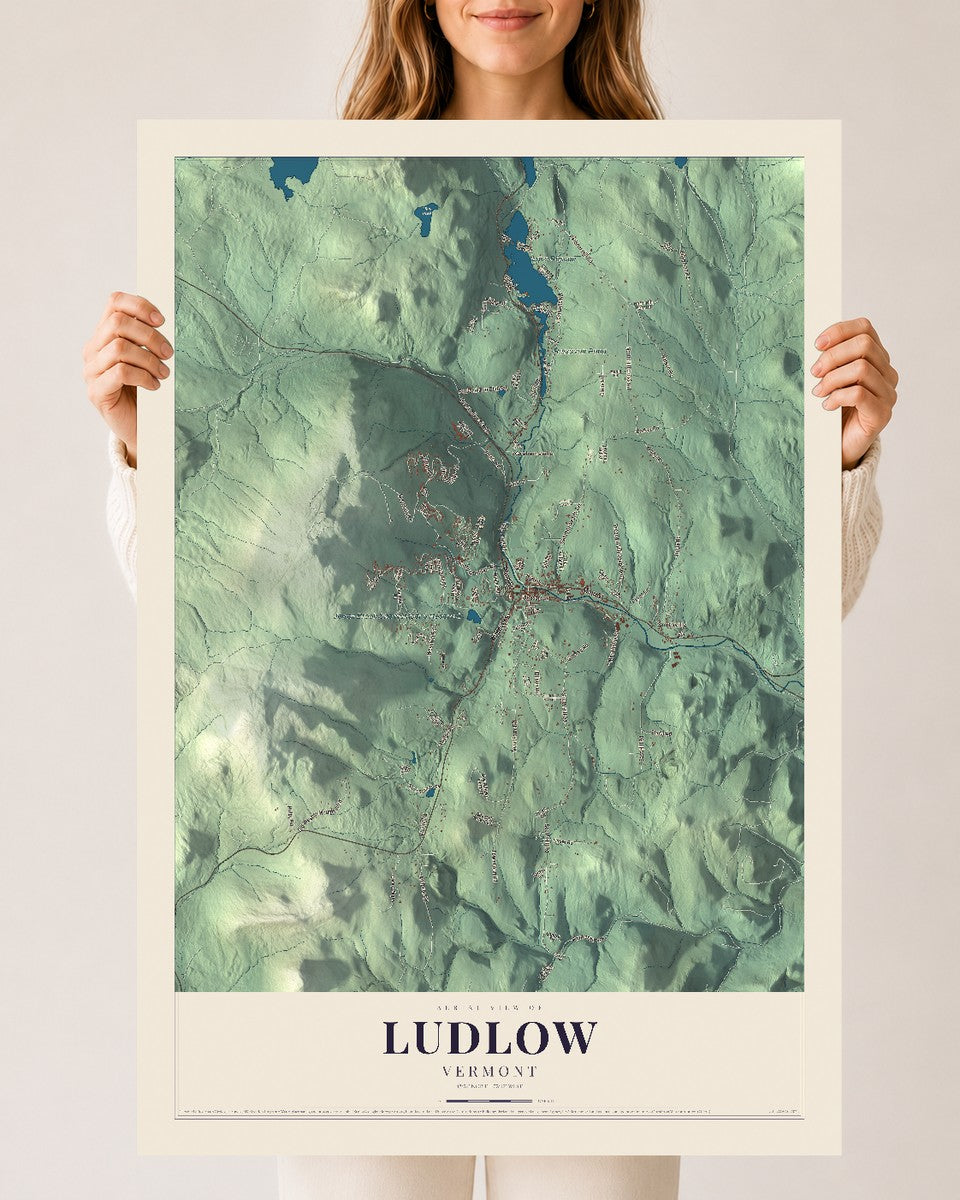 Ludlow, Vermont map print - 24 x 36 archival matte print