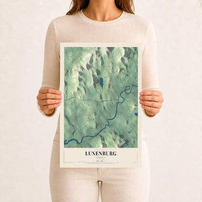 Lunenburg, Vermont map print - 12 x 18 archival matte print