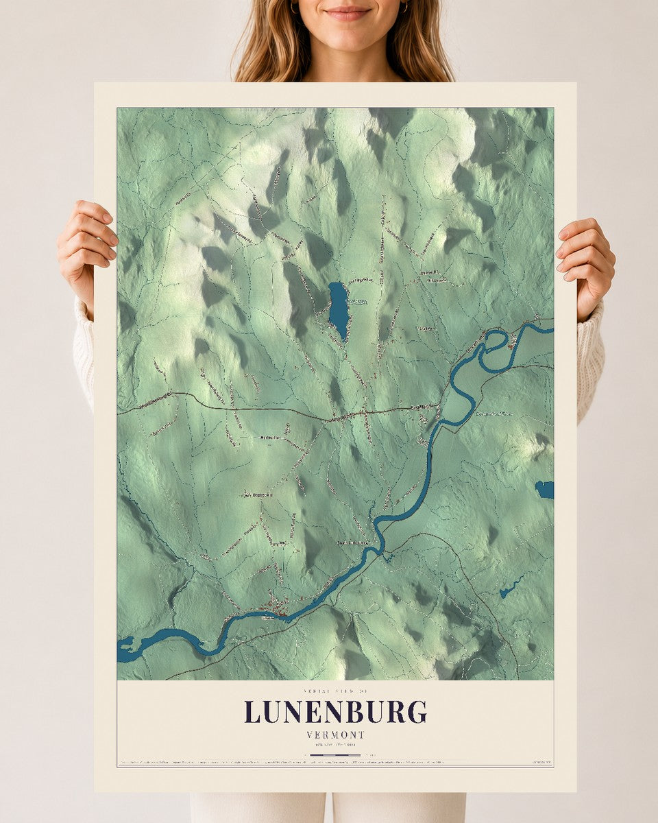 Lunenburg, Vermont map print - 24 x 36 archival matte print