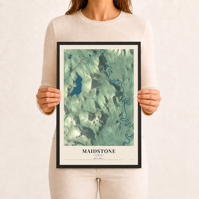 Maidstone, Vermont map print - 12 x 18 black Ayous wood frame