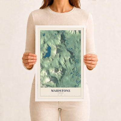 Maidstone, Vermont map print - 12 x 18 white Ayous wood frame