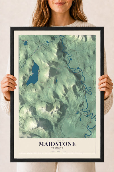 Maidstone, Vermont map print - 18 x 24 black Ayous wood frame