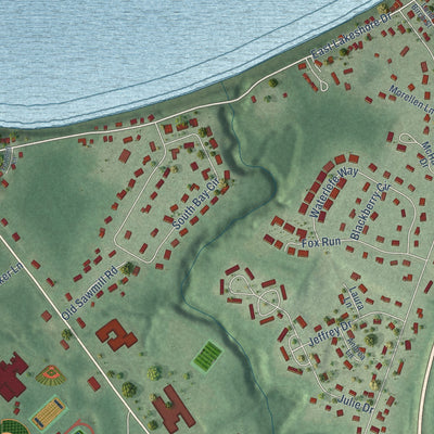Close-up of the map of Malletts Bay, Vermont print showing street and building detail