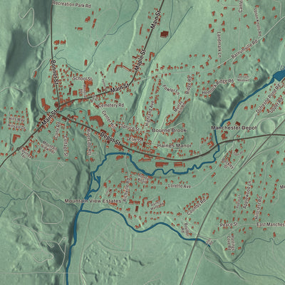 Street and neighborhood detail from the Manchester Center, Vermont map