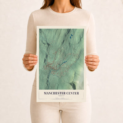 Manchester Center, Vermont map print - 12 x 18 archival matte print