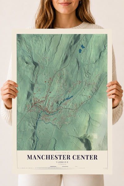 Manchester Center, Vermont map print - 18 x 24 archival matte print