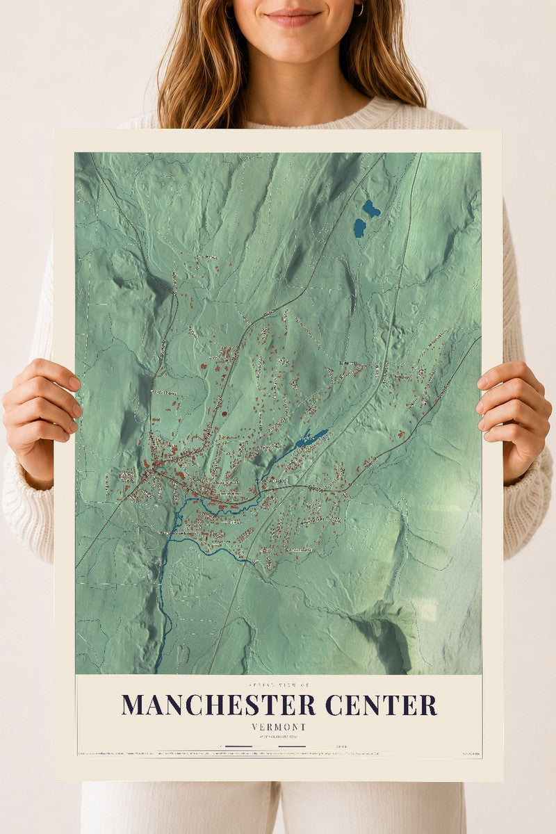 Manchester Center, Vermont map print - 18 x 24 archival matte print