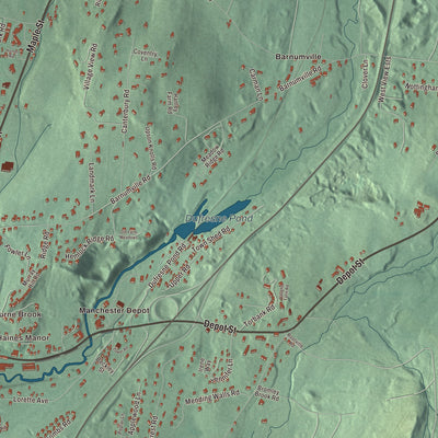 Terrain and local geography detail from the Manchester Center, Vermont map