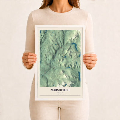Marshfield, Vermont map print - 12 x 18 white Ayous wood frame