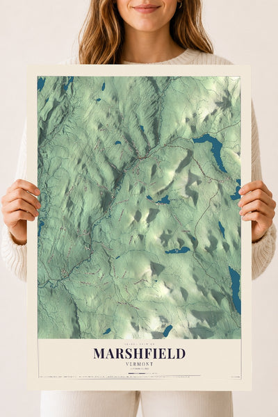 Marshfield, Vermont map print - 18 x 24 archival matte print