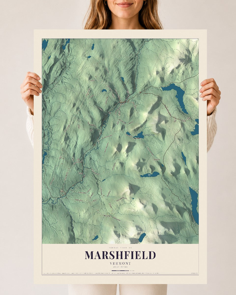 Marshfield, Vermont map print - 24 x 36 archival matte print
