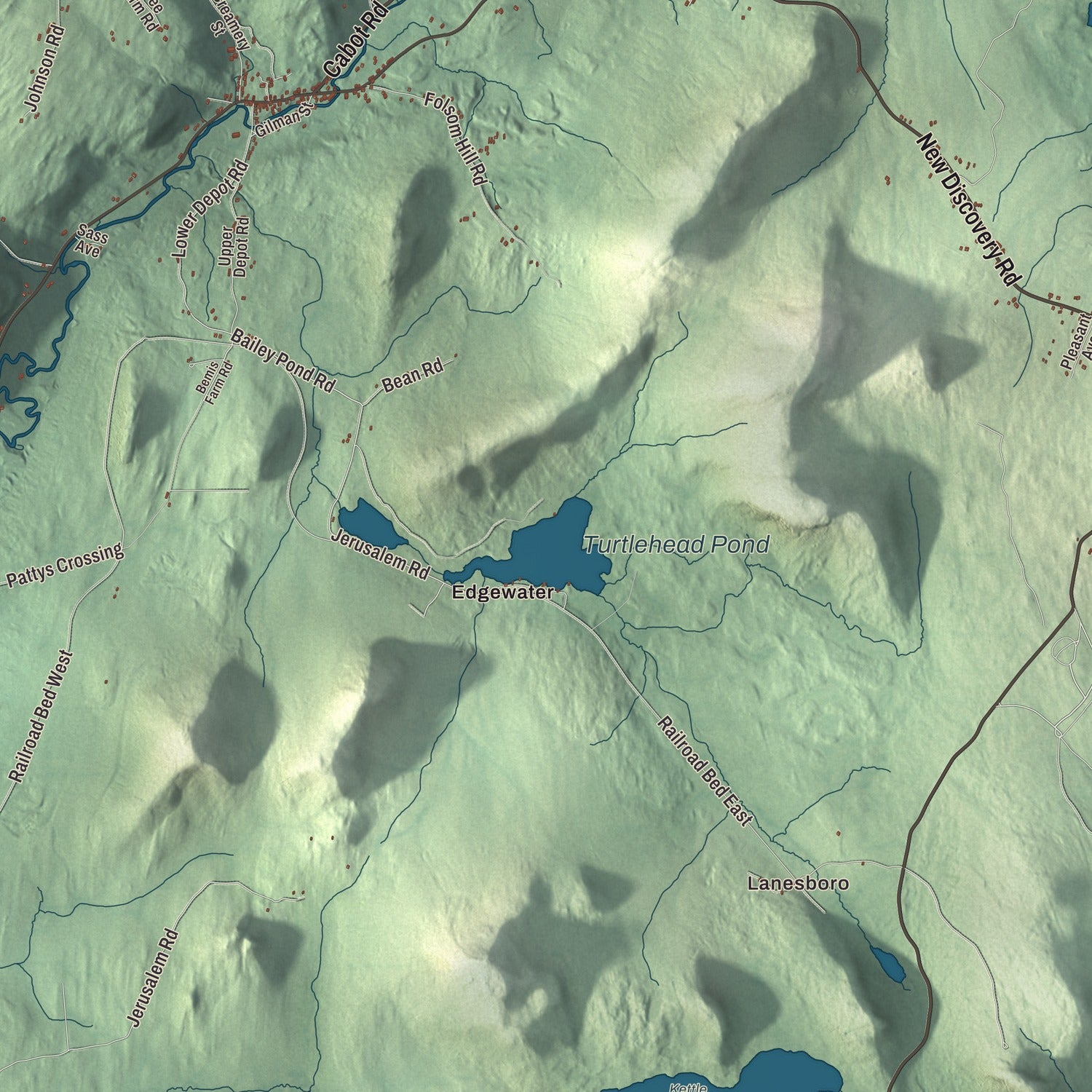 Terrain and local geography detail from the Marshfield, Vermont map