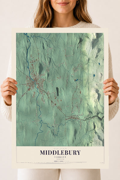 Middlebury, Vermont map print - 18 x 24 archival matte print