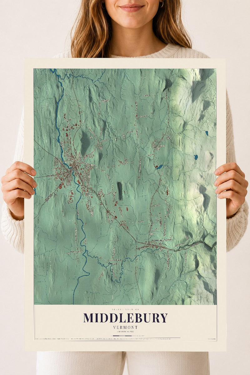 Middlebury, Vermont map print - 18 x 24 archival matte print