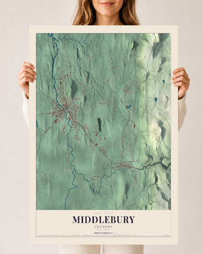 Middlebury, Vermont map print - 24 x 36 archival matte print