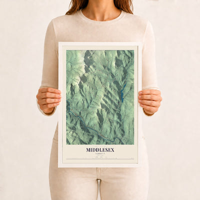Middlesex, Vermont map print - 12 x 18 white Ayous wood frame